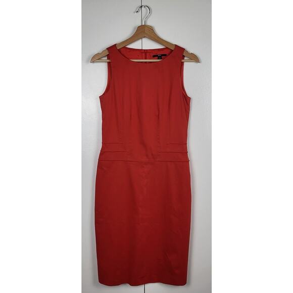 Hugo Boss Cotton Classic Red Sheath Sleeveless Cocktail Mini Dress | US 2 - Picture 1 of 8